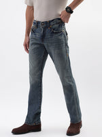 True Religion Men Blue Washed Straight Fit Jeans
