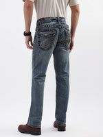 True Religion Men Blue Washed Straight Fit Jeans