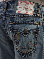 True Religion Men Blue Washed Straight Fit Jeans