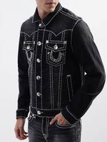 True Religion Men Black Printed Collar Jacket