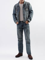 True Religion Men Blue Washed Collar Jacket