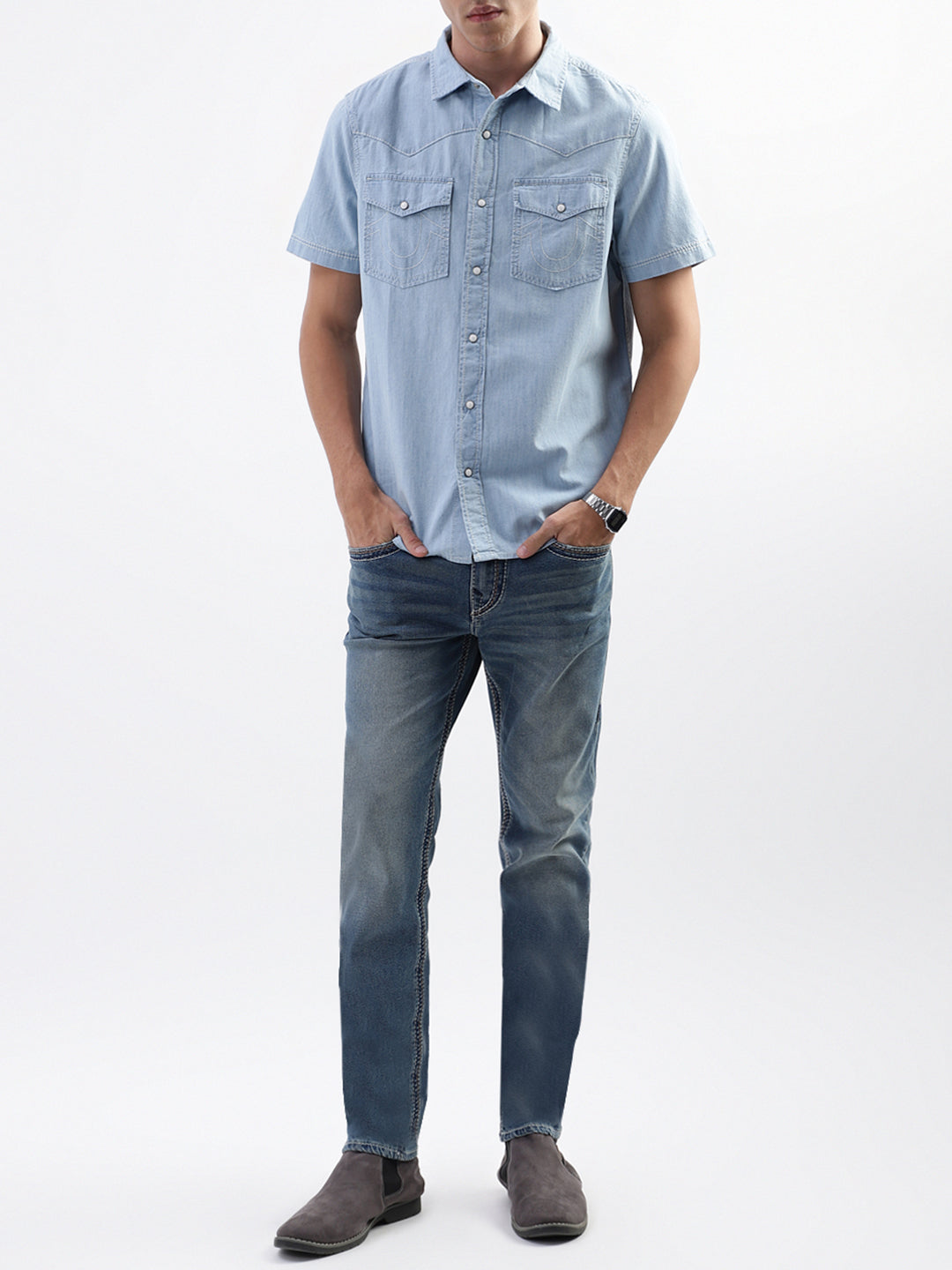 True Religion Blue Regular Fit Shirt