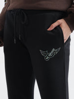 True Religion Women Black Solid Regular Fit Sweatpant