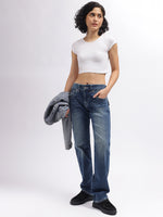 True Religion SN Ricki Straight Fit Blue Solid Jeans