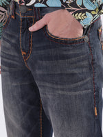 True Religion Men Blue Solid Relaxed Fit Jeans