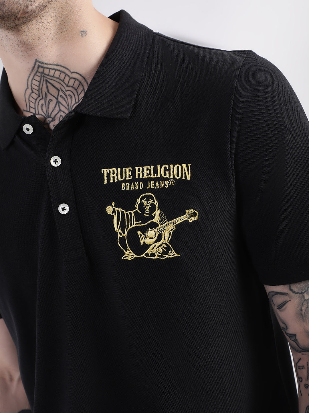 True Religion Black Regular Fit Polo T-Shirt