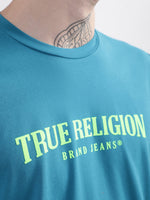 True Religion Teal Typographic Logo Regular Fit T-Shirt