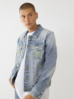 True Religion Men Blue Regular Fit Jacket