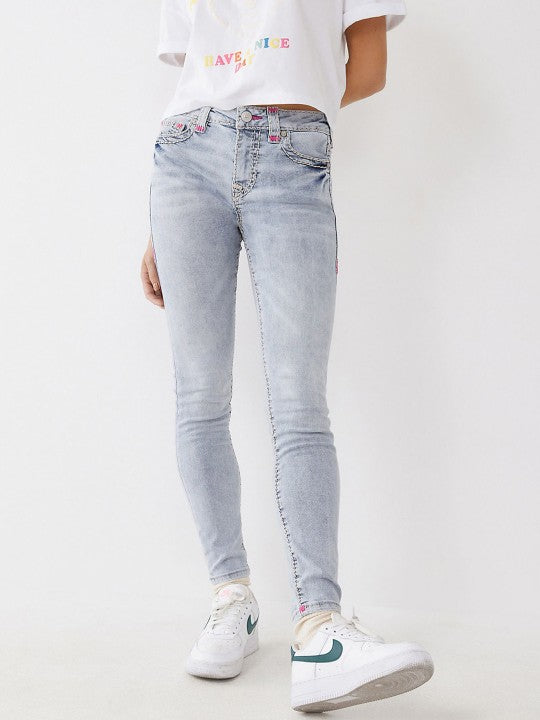 True Religion Womens Super T Jennie Skinny Fit Blue Mid Rise Jeans