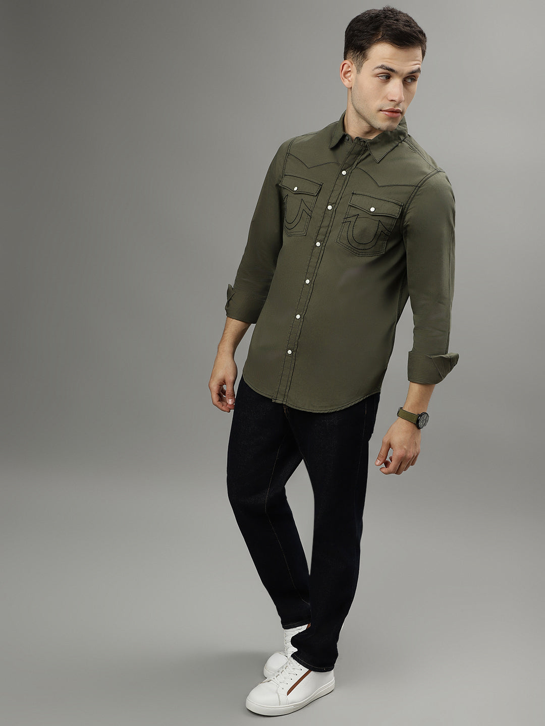 True Religion Green Fashion Regular Fit Shirt