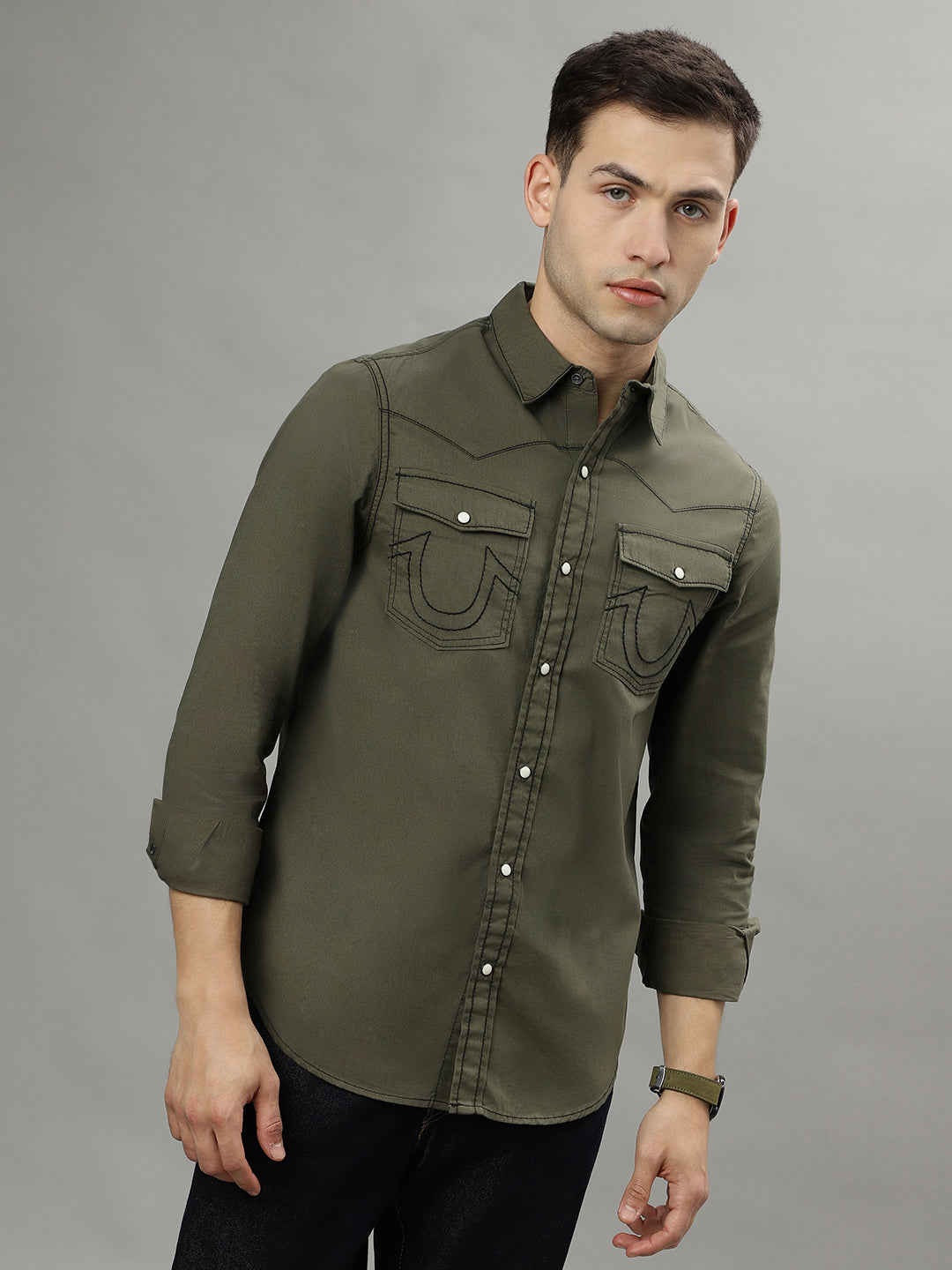 True Religion Green Fashion Regular Fit Shirt