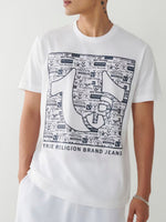 True Religion Men White Printed Round Neck Short Sleeves Tshirt