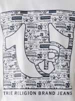 True Religion Men White Printed Round Neck Short Sleeves Tshirt