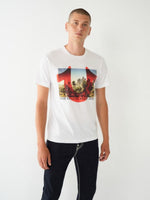 True Religion Men White Printed Round Neck Short Sleeves Tshirt