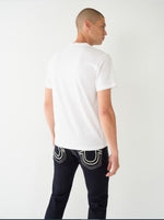 True Religion Men White Printed Round Neck Short Sleeves Tshirt