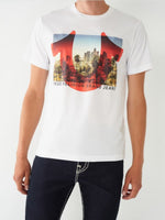 True Religion Men White Printed Round Neck Short Sleeves Tshirt