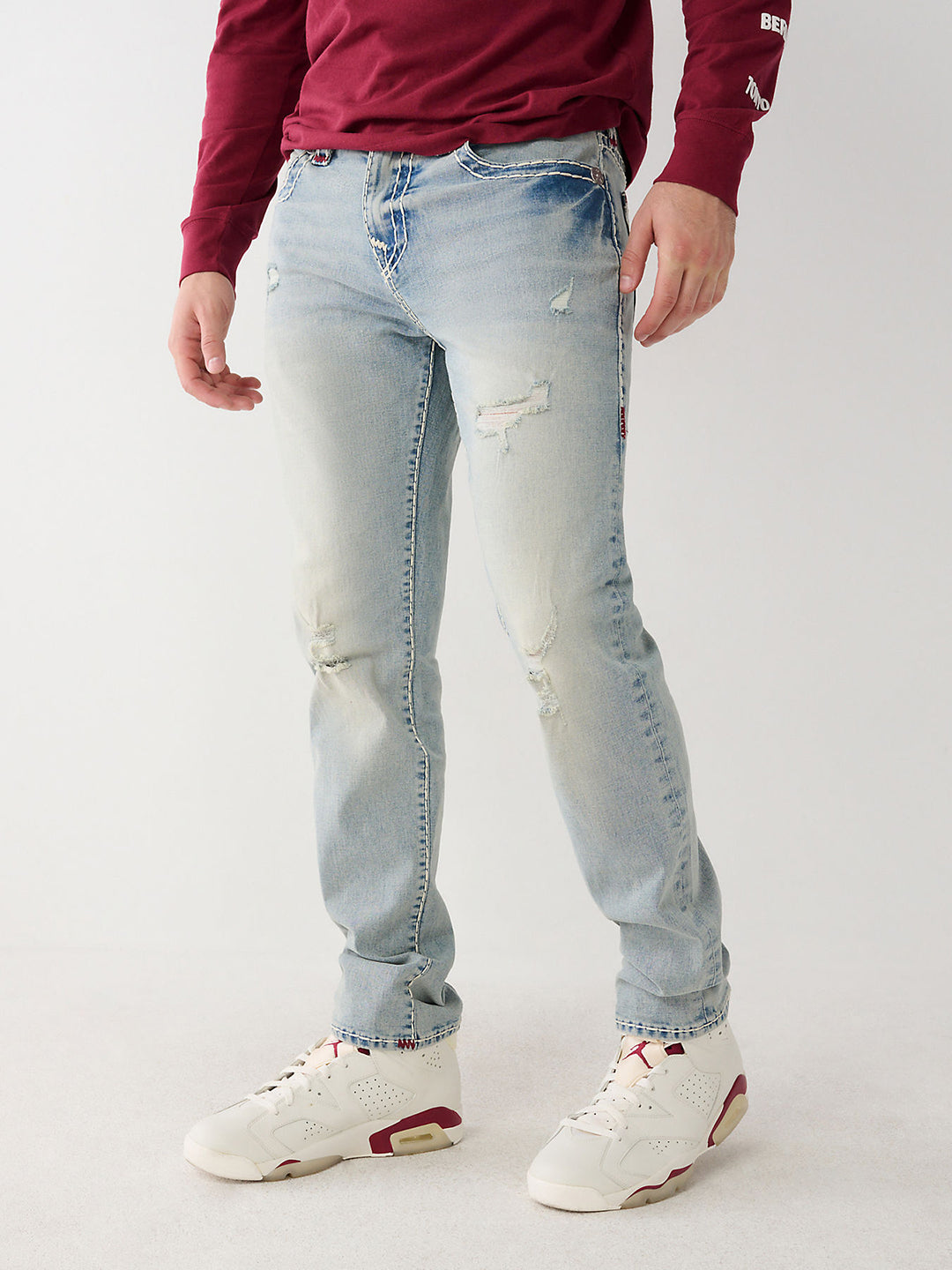 True Religion Men Faded Skinny Fit Jeans