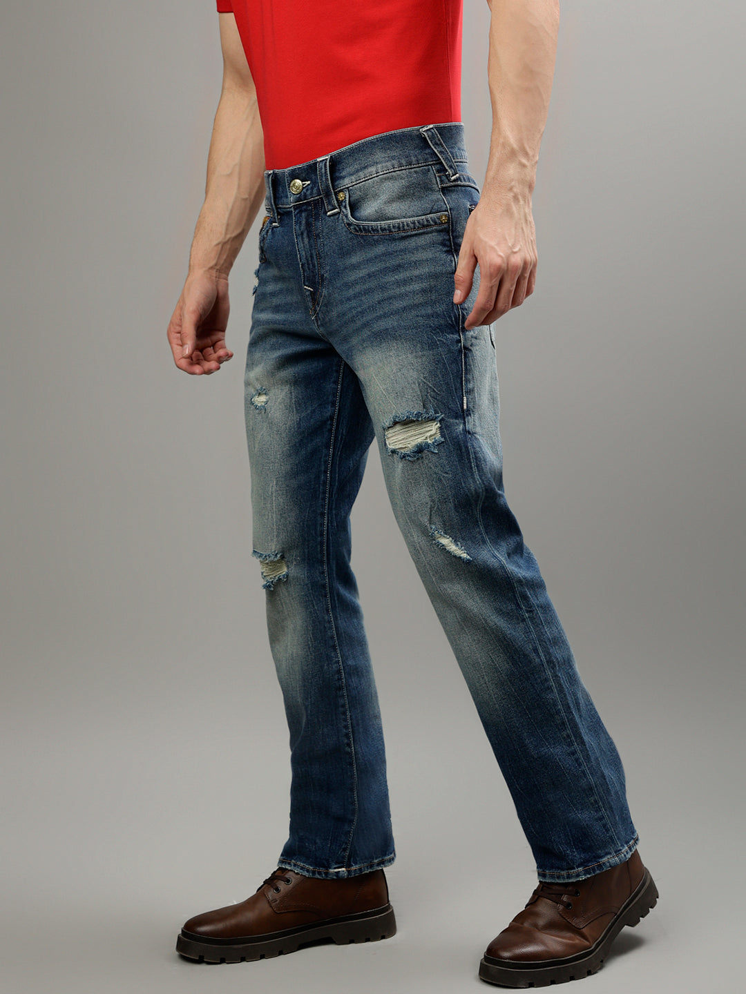 True Religion Men Solid Straight Fit Jeans