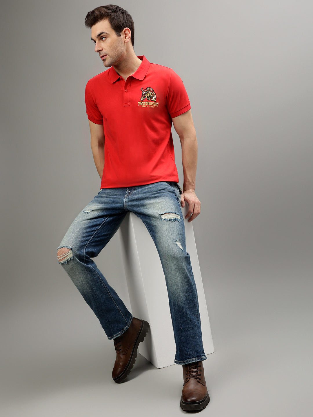 True Religion Men Solid Straight Fit Jeans