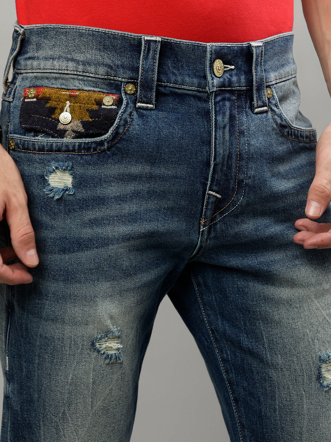 True Religion Men Solid Straight Fit Jeans