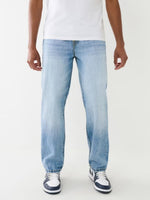True Religion Men Super T Bobby Straight Oversized Fit Light Wash Jeans