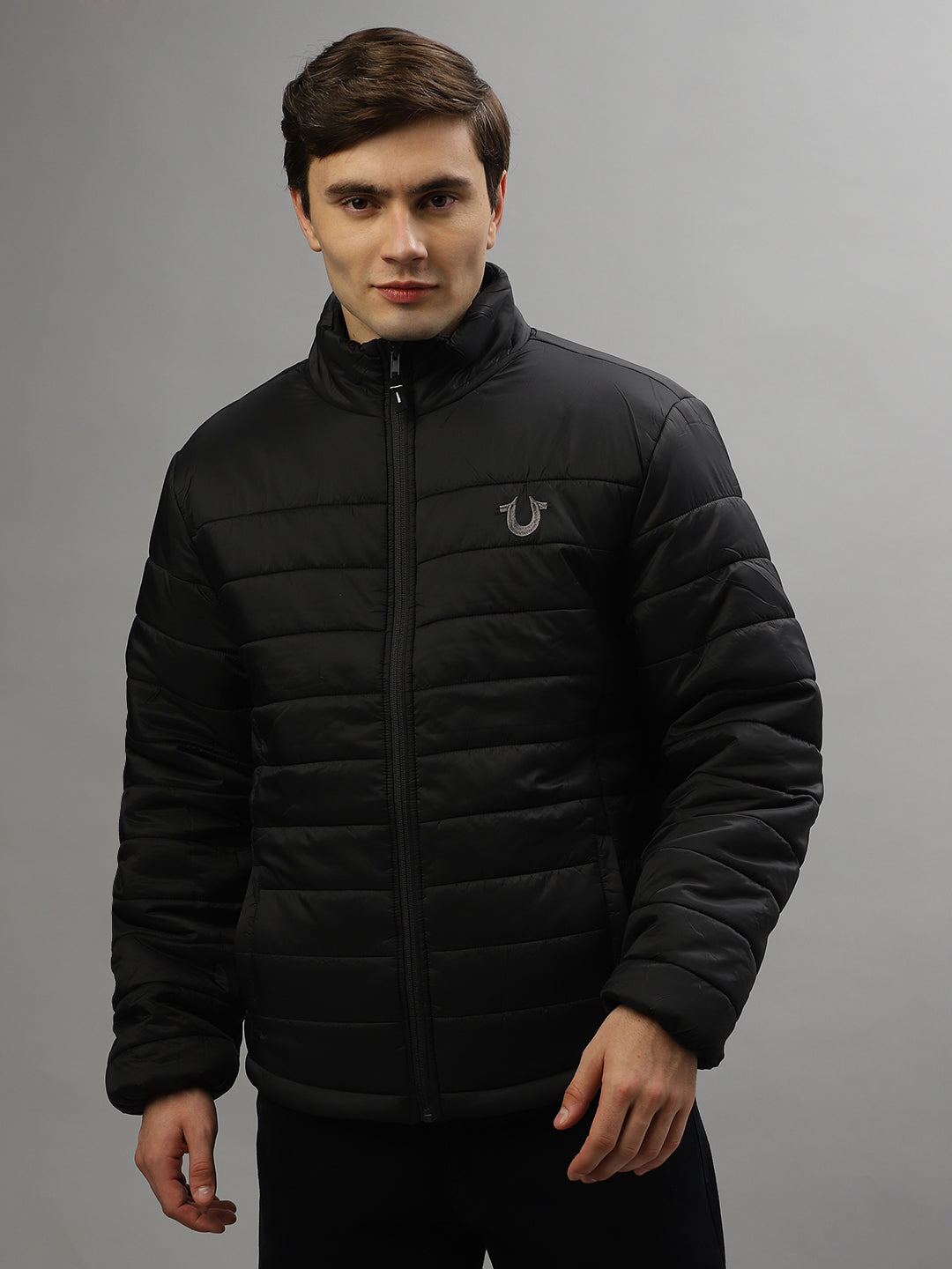 True Religion Men Solid Full Sleeves High Neck Jacket