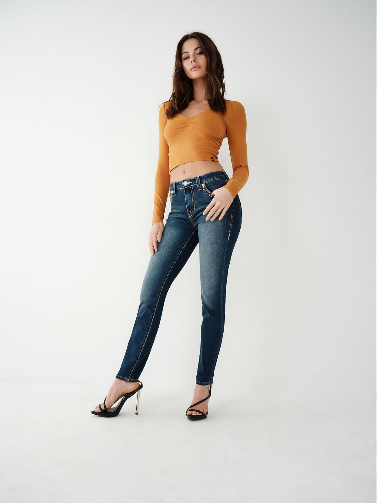 True Religion Women Blue Mid-Rise Skinny Fit Jeans
