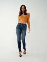 True Religion Women Blue Mid-Rise Skinny Fit Jeans