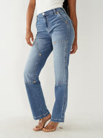 True Religion Women Faded Straight Fit Jeans