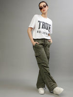 True Religion Women Solid Flared Jeans