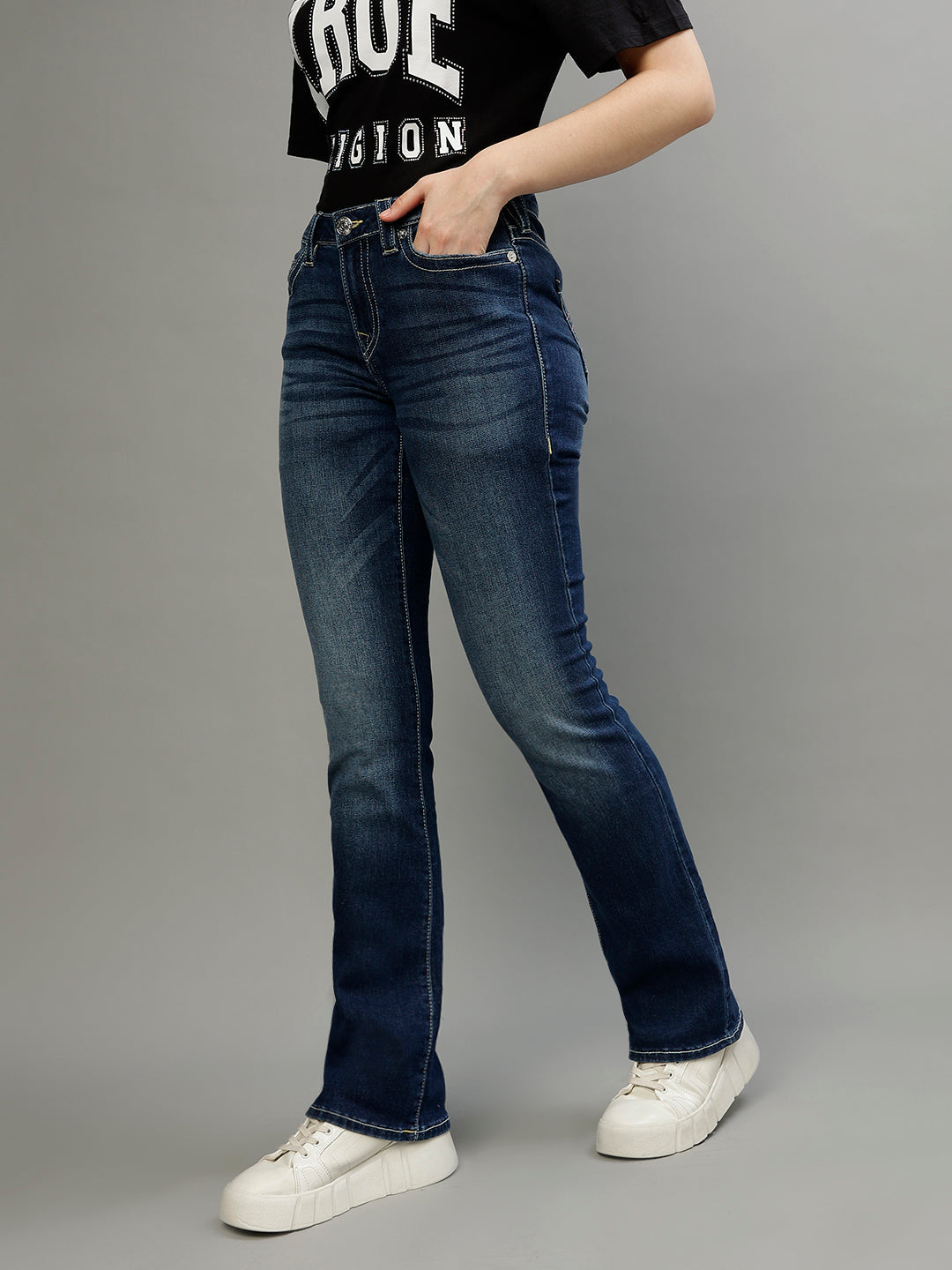 True Religion Women Solid Bootcut Jeans
