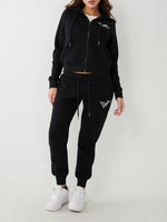 True Religion Women Printed Full Sleeves Hooded Sweatshirt