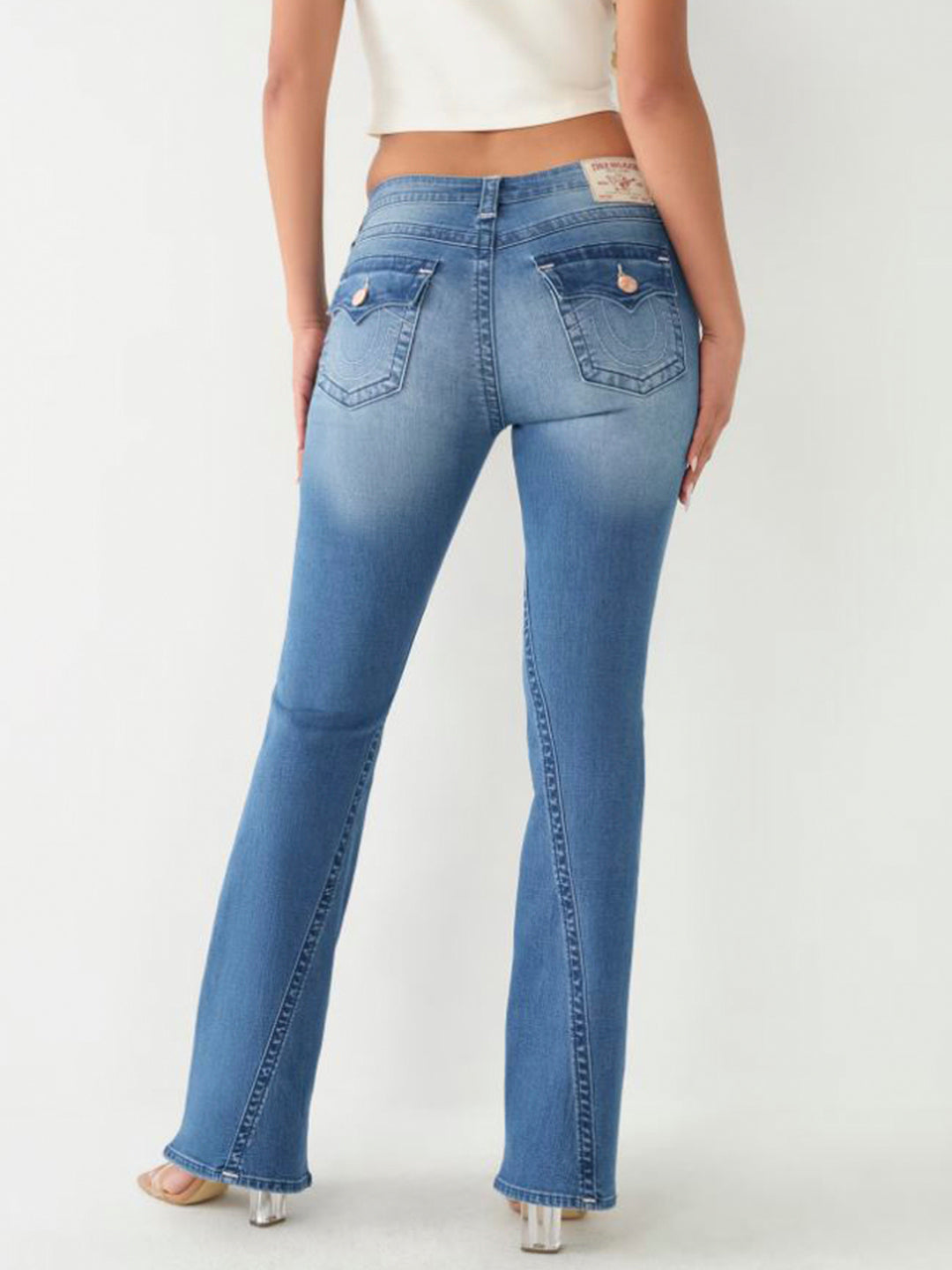 True Religion Women Blue Washed Flare Fit Jeans