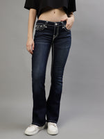 True Religion Women Blue Washed Flare Fit Jeans