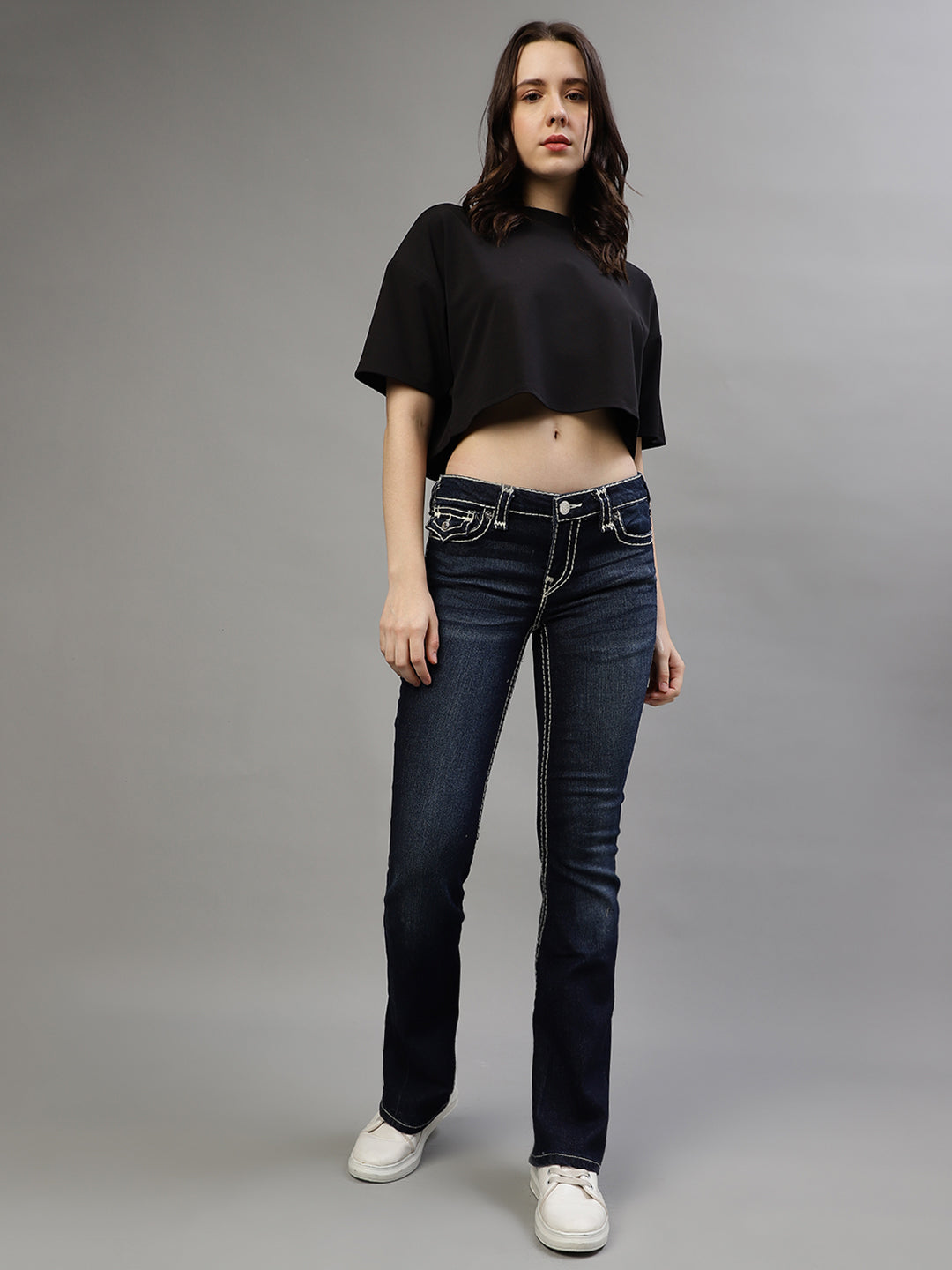 True Religion Women Blue Washed Flare Fit Jeans