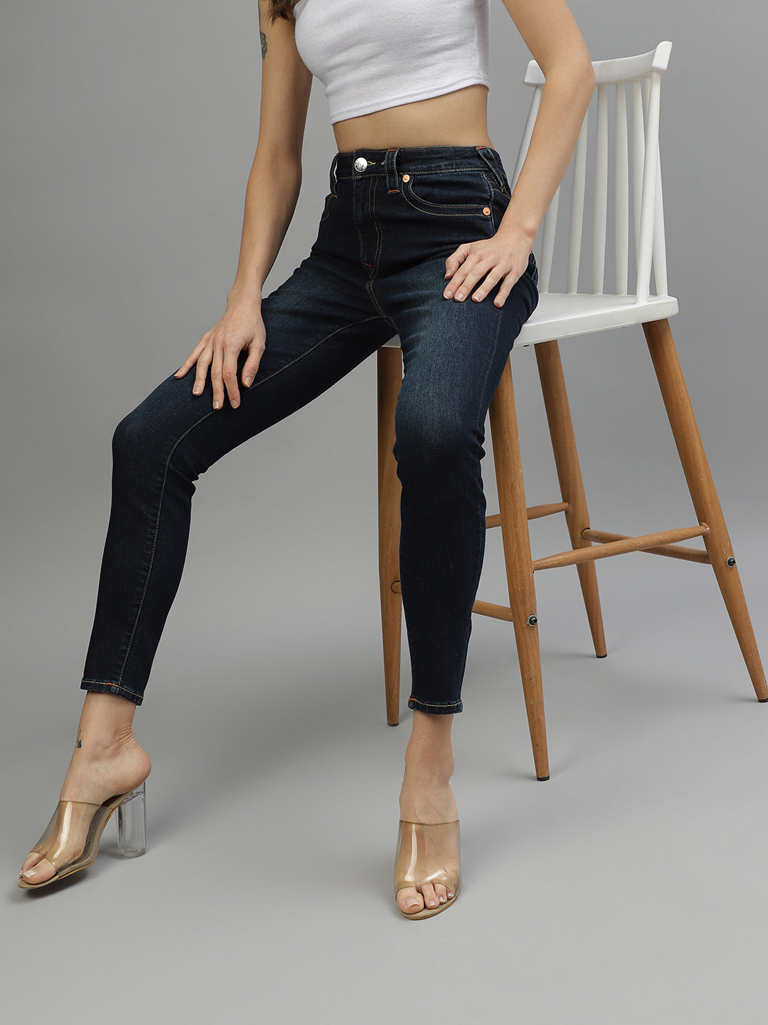 True Religion Women Solid Super Skinny Fit Jeans