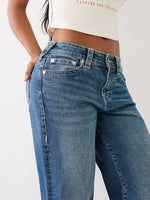 True Religion Women Blue Mid-Rise Wide Leg Jeans