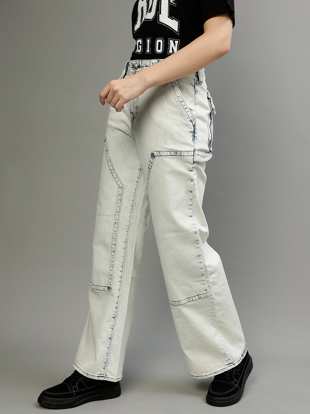 True Religion Women Solid Flared Jeans