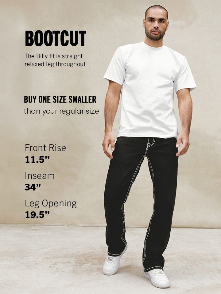 True Religion Men BIG T Billy Bootcut Fit Pure Cotton Mid Rise Jeans