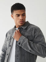 True Religion Grey Classic Needle Jimmy Slim Fit Denim Jacket