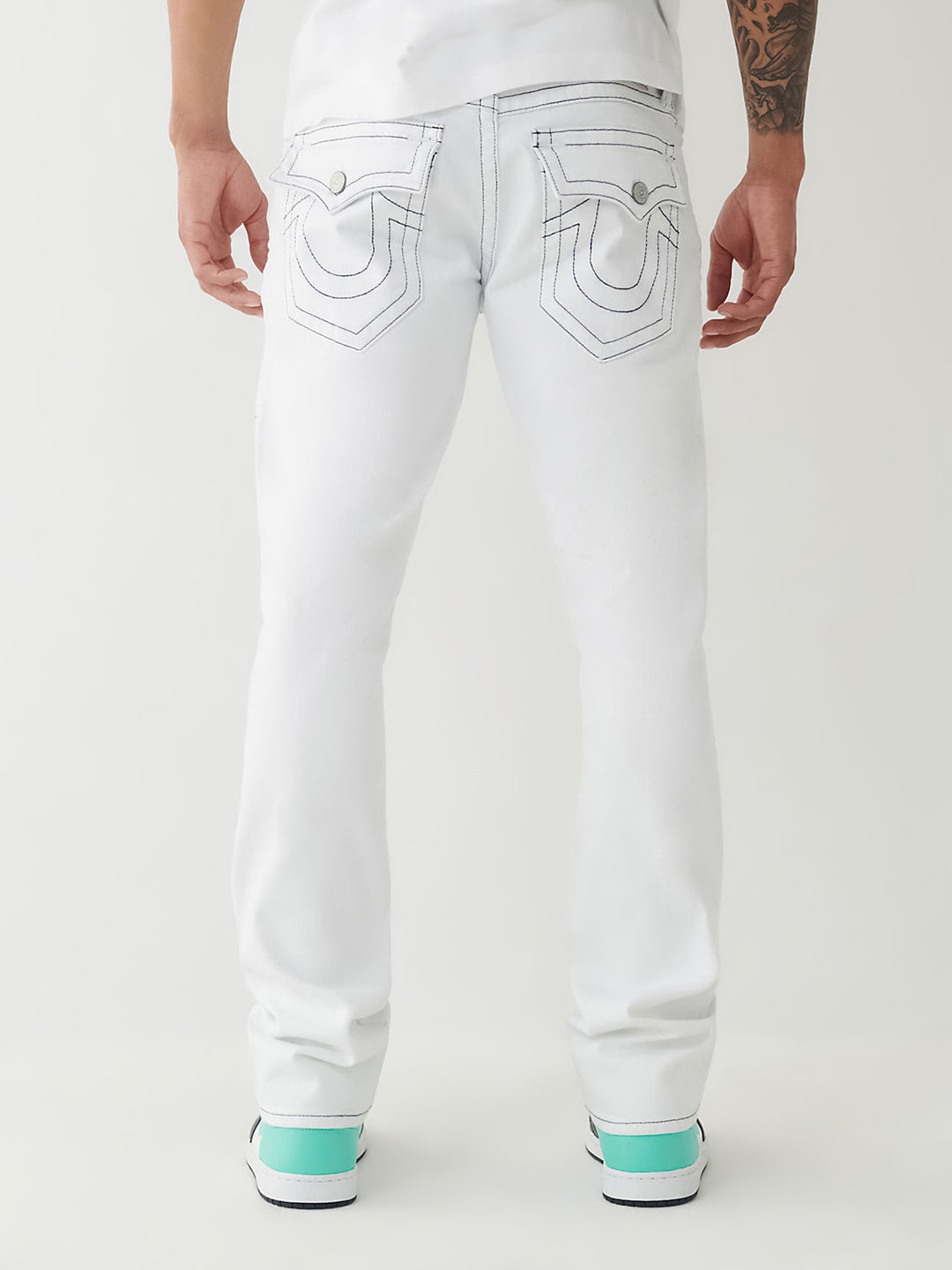 True Religion Straight White Mid Rise Jeans