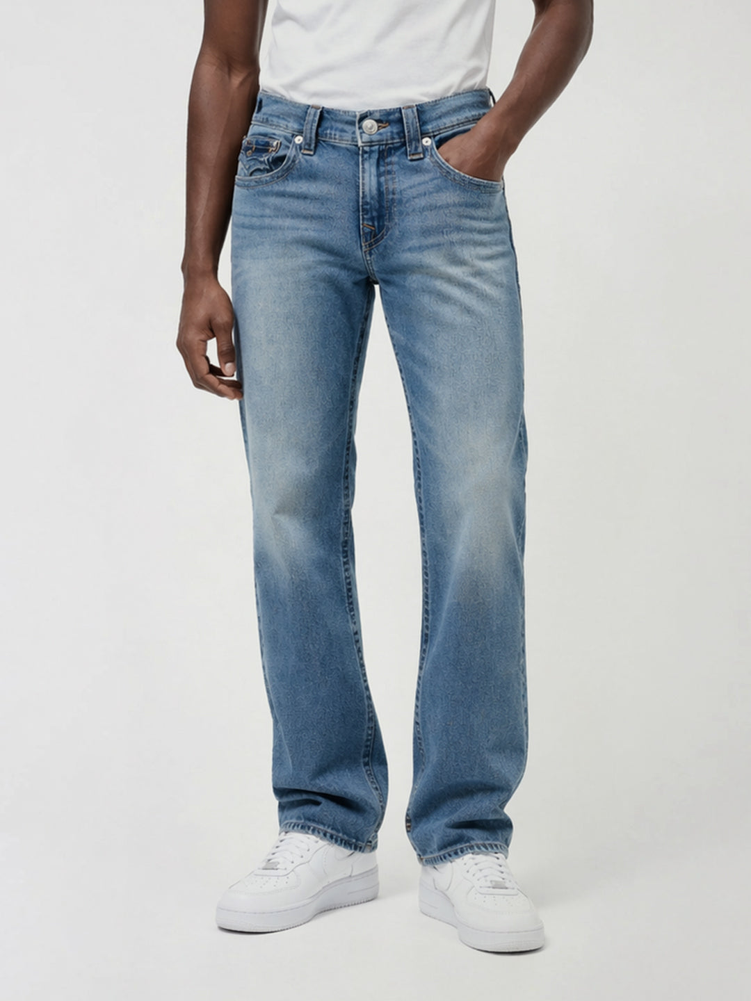 True Religion Blue Cotton Solid Men Jeans