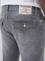 True Religion Men Grey Solid Straight Fit SN Ricky Jeans