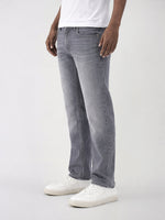 True Religion Men Grey Solid Straight Fit SN Ricky Jeans