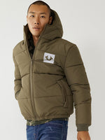 True Religion Men Green Round Neck Jacket