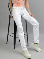 True Religion Womens Super T Billie Straight Fit White Mid Rise Jeans