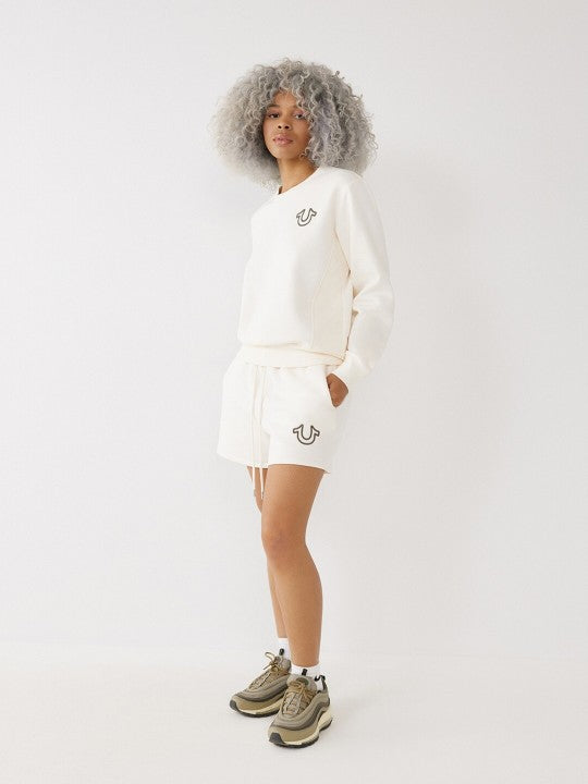 True Religion Women Solid Round Neck Sweatshirt