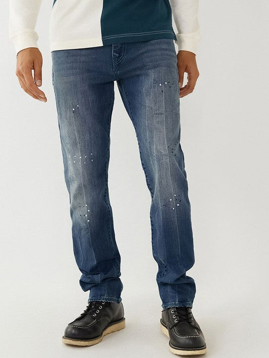 True Religion Mens Super T Geno Skinny Fit Blue Mid Rise Jeans