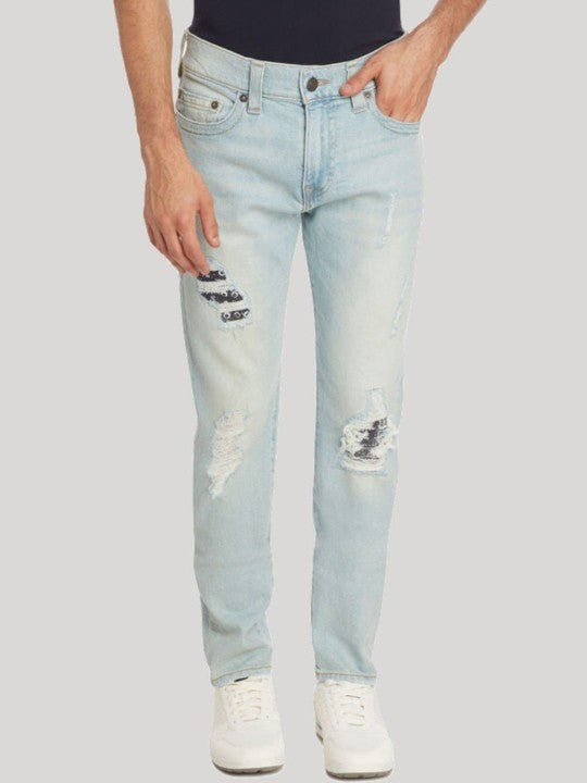 True Religion Mens SN Rocco Slim Fit Blue Mid Rise Jeans