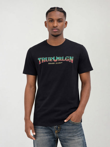 True Religion Men Black Solid Regular Fit T-Shirt